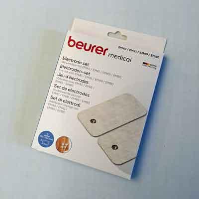 Image of pack with 4 skin electrodes 50 x 100 mm for Beurer EM 80