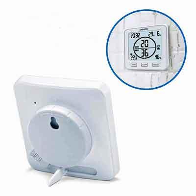 Image of the Beurer HM 22 back when standing on table and front when hanging on the wall 