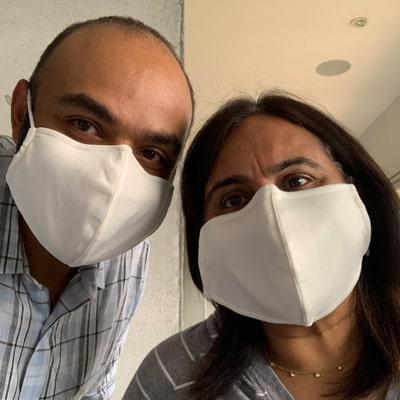 Image of 2 wearers of the Masksave Face Masks
