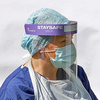 Image of a nurse wearing Staysafe Visor