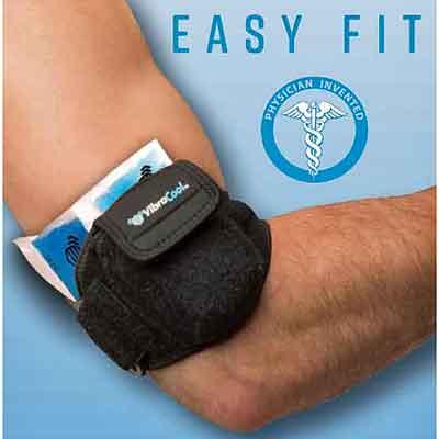Image of VibraCool Easy Fit worn on the elbow