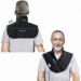 Image of front and back of UTK neck and shoulder heat pad worn by a man 